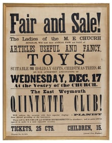 "FAIR AND SALE!" BROADSIDE 26" x 19.5" sight. Framed 27.5" x 21".