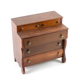 LORING HERSEY CUSHING MINIATURE SLEIGH-FRONT BUREAU Hingham, Massachusetts, Early 20th Century