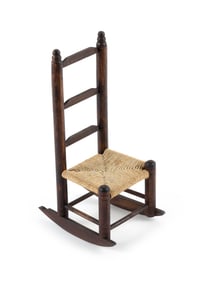 LORING HERSEY CUSHING MINIATURE LADDER-BACK ROCKING CHAIR Hingham, Massachusetts, Early 20th Century