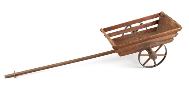 EXCEEDINGLY RARE, POSSIBLY UNIQUE, WILLIAM S. TOWER & CO. TOY WAGON 19th Century Length 31.5".