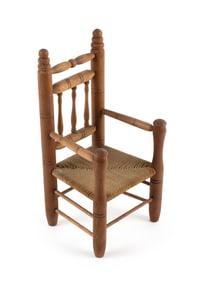RARE WILLIAM S. TOWER MINIATURE "CARVER" ARMCHAIR 19th Century Back height 10.25". Seat height