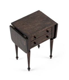 WILLIAM LUCE MINIATURE DROP-LEAF TWO-DRAWER STAND Hingham, Massachusetts, Late 19th/Early 20th