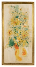 DOROTHY ROSE PALMER (Massachusetts, d. 2021), Floral still life., Oil on canvas, 23.5" x 11.5".