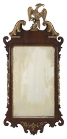 CHIPPENDALE MAHOGANY AND PARCEL GILT MIRROR England or America, Circa 1760-1780 Height 44.5". Width