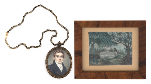 NATHANIEL ROGERS (New York, 1788-1844), Miniature portrait of John Wickham Wells and a mourning
