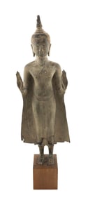 AYUTTHAYA-STYLE THAI BRONZE FIGURE OF BUDDHA 17th/18th Century Total height 23".