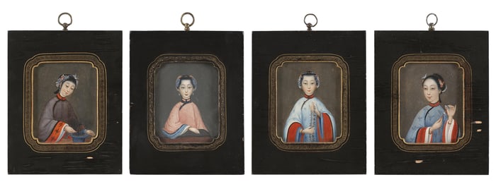 CHINESE SCHOOL (Qing Dynasty, Circa 1820,), Four portraits of elegant Chinese ladies in fine