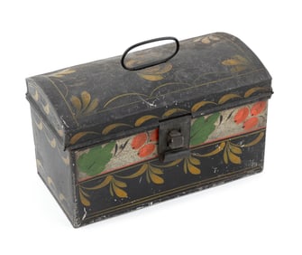 TOLE DOME-TOP BOX New England, 19th Century Height 5.5". Width 8.25". Depth 4.25".