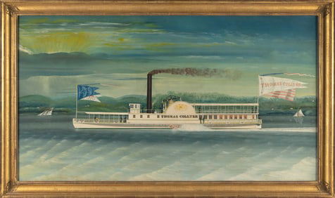 JAMES BARD (New York, 1815-1897), Portrait of the steamer Thomas Collyer., Oil on canvas, 25.5" x