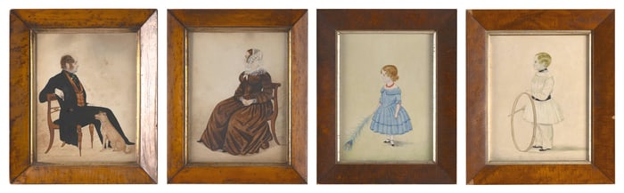 ENGLISH SCHOOL (Mid-19th Century,), Set of four portraits of the Winniatt family:, Watercolors on