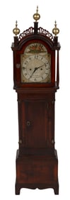 RARE JOSHUA WILDER FEDERAL DWARF CLOCK Hingham, Massachusetts, Circa 1820 Height approx. 48.25".