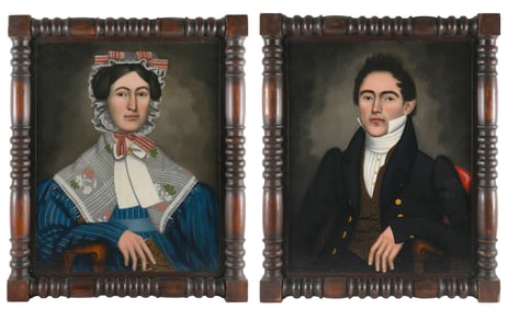 ATTRIBUTED TO ERASTUS SALISBURY FIELD (Connecticut/New York, 1805-1900), Pair of portraits depicting