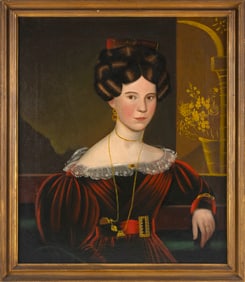 ATTRIBUTED TO JOHN SAMUEL BLUNT (New Hampshire/Massachusetts, 1798-1835), Portrait of a lady wearing