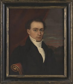 AMERICAN SCHOOL (Circa 1830,), Half-length portrait of a gentleman seated in front of red drapery