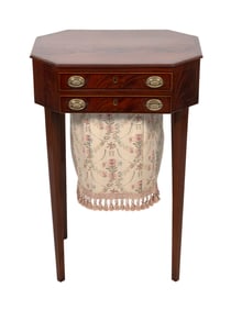 FEDERAL MAHOGANY AND MAHOGANY VENEER SEWING STAND Massachusetts, Circa 18001810 Height 30". Width