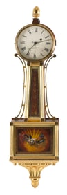 AARON WILLARD BANJO CLOCK Boston, Circa 1810-1825 Height 41". Width 10.5".