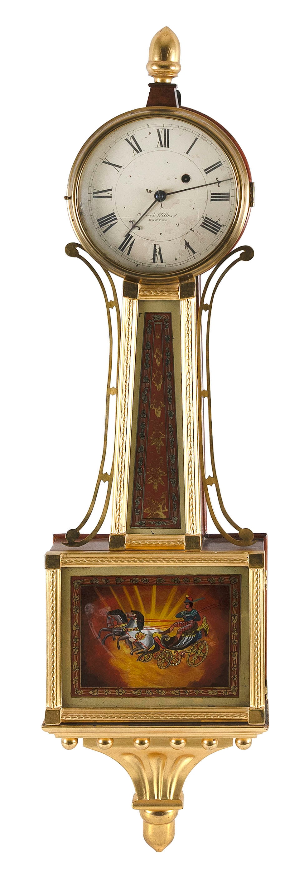 AARON WILLARD BANJO CLOCK Boston, Circa 1810-1825 Height 41". Width 10.5". (1 of 1)