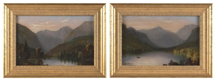 DANIEL CHARLES GROSE (New York/Canada, 1838-1900), Pair of mountain lake landscapes., Oils on