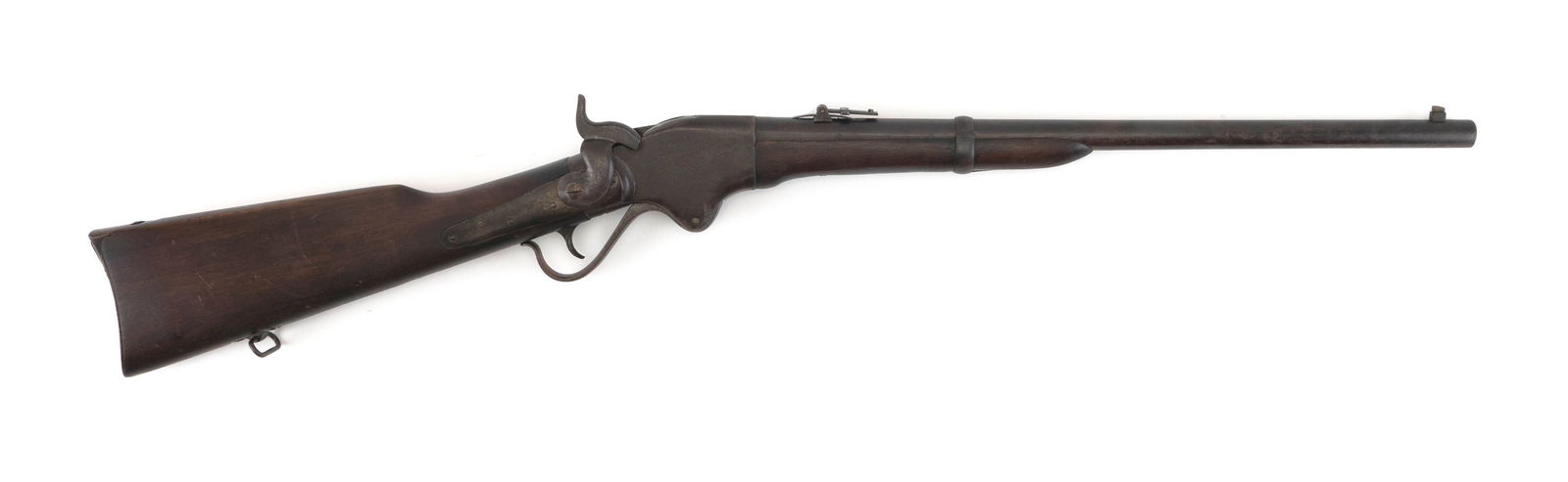 SPENCER MODEL 1860 SADDLE RING CARBINE 19th Century Length of barrel 22". Total length 39".: SPENCER MODEL 1860 SADDLE RING CARBINE19th Century.52 cal., Serial #27276.Length of barrel 22". Total length 39".