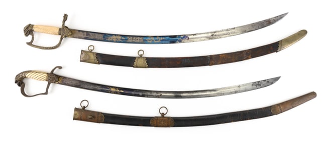 TWO U.S. EAGLE'S-HEAD SWORDS Early 19th Century Lengths 37" and 40".