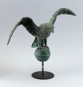 COPPER SPREAD-WING EAGLE FLAGPOLE TOPPER 19th Century Height 11.5".