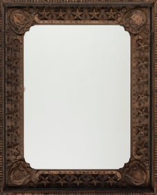 TRAMP ART FRAME WITH PATRIOTIC MOTIFS America, Circa 1890 32" x 26".