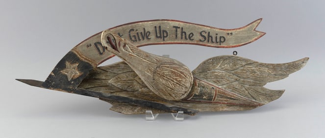 BELLAMY-STYLE CARVED WOODEN EAGLE PLAQUE 19th Century Length 29".