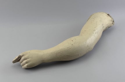CARVED WOODEN ARM FROM A SHIP'S FIGUREHEAD 19th Century Length 30".