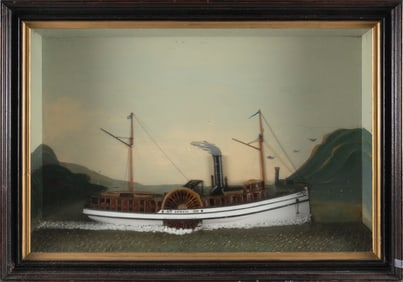 SHADOW BOX MODEL OF THE SIDEWHEELER "ONWARD" 19th Century Height 27.5". Width 39.75".