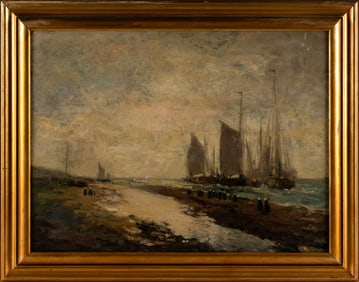 ATTRIBUTED TO HENDRIK WILLEM MESDAG (The Netherlands/Holland, 1831-1915), Harbor scene., Oil on