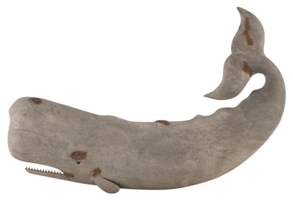 ROGER MITCHELL CARVED SPERM WHALE PLAQUE Massachusetts, Contemporary Length 25".