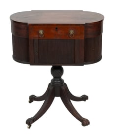 NEW YORK CLASSICAL ASTRAGAL-END WORKTABLE New York, Circa 1810-20 Height 31". Width 25.75". Depth