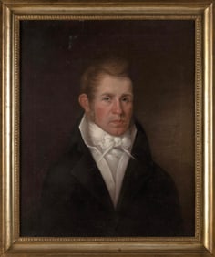 AMERICAN SCHOOL (19th Century,), Portrait of a gentleman, Oil on canvas, 29" x 24". Framed 34" x
