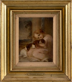 MANNER OF THOMAS SULLY (America, 19th Century), Portrait of a young boy and his dogs., Oil on
