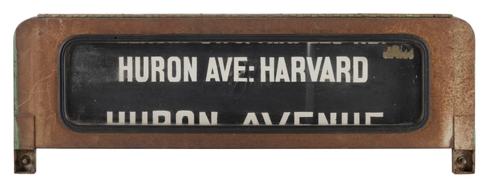 BOSTON'S MBTA GREEN LINE TROLLEY WINDOW SIGN Mid-20th Century Length 32".