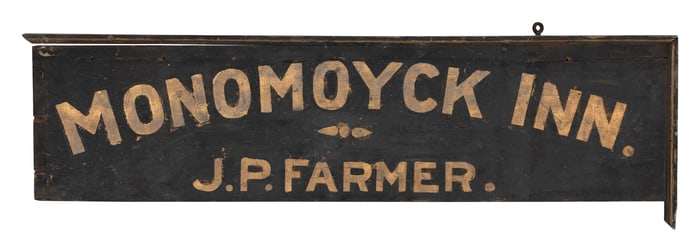 CHATHAM, MASSACHUSETTS "MONOMOYCK INN" PAINTED WOODEN SIGN Late 19th/Early 20th Century Height 15".