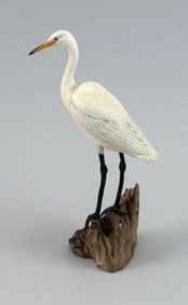 STEVE WEAVER MINIATURE GREAT EGRET Sandwich, Massachusetts, Contemporary Height 6.25".