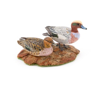 PAIR OF A.J. KING MINIATURE EUROPEAN WIGEON North Scituate, Rhode Island, 1881-1963 Height 2".