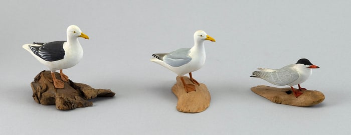 THREE HAROLD NELSON GIBBS MINIATURES Barrington, Rhode Island, 1886-1970 Heights from 1.5" to 3".