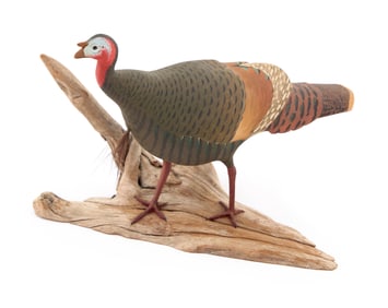 RARE HAROLD NELSON GIBBS MINIATURE TURKEY Barrington, Rhode Island, 1886-1970 Height 4.5". Length