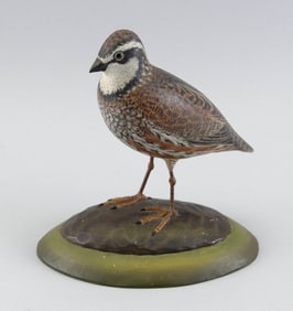 A. ELMER CROWELL LIFE-SIZE BOBWHITE QUAIL East Harwich, Massachusetts, 1862-1952 Height 8.5". Stand