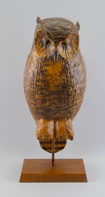 DECORATIVE GREAT HORNED OWL ATTRIBUTED TO FRANK FINNEY Capeville, Virginia, 1947- Height 26".