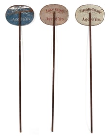 WONDERFUL SET OF SUMMER CAMP SIGNS Late 19th/Early 20th Century Heights 61". Ovals 10" x 13.75".