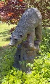 LARGE CAST METAL BLACK BEAR 20th Century Height 64". Width 42". Depth 18".