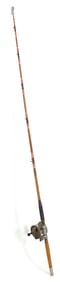 EDWARD VOM HOFE DEEP SEA FISHING REEL WITH ROD Late 19th Century Approx. 6' 7".