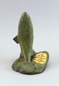 LEE WULFF (Maine, 1905-1991), Leaping Atlantic salmon., Bronze, height 7".