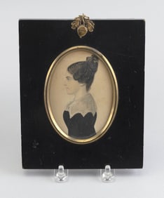 AMERICAN OR BRITISH SCHOOL (Mid-19th Century,), Portrait miniature of a woman in profile.,