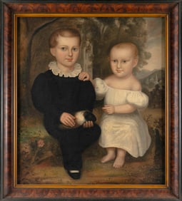 ATTRIBUTED TO CHARLES OCTAVIUS COLE (Maine/Massachusetts, 1814-1858), Portrait of two children in a