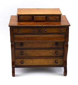 MINIATURE EMPIRE CHEST 19th Century Height 13". Width 12". Depth 7".