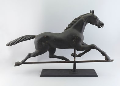 RUNNING HORSE WEATHER VANE 19th Century Height 24.5". Length 40".